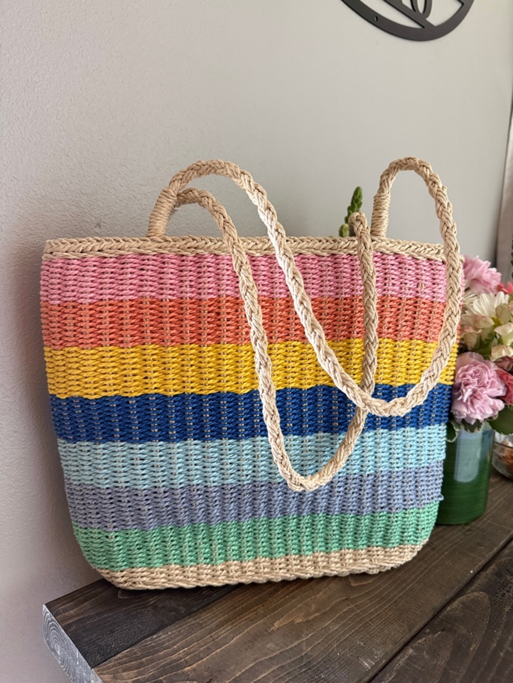 STRAW GETAWAY TOTE by Talbolts - MULTI STRIPE